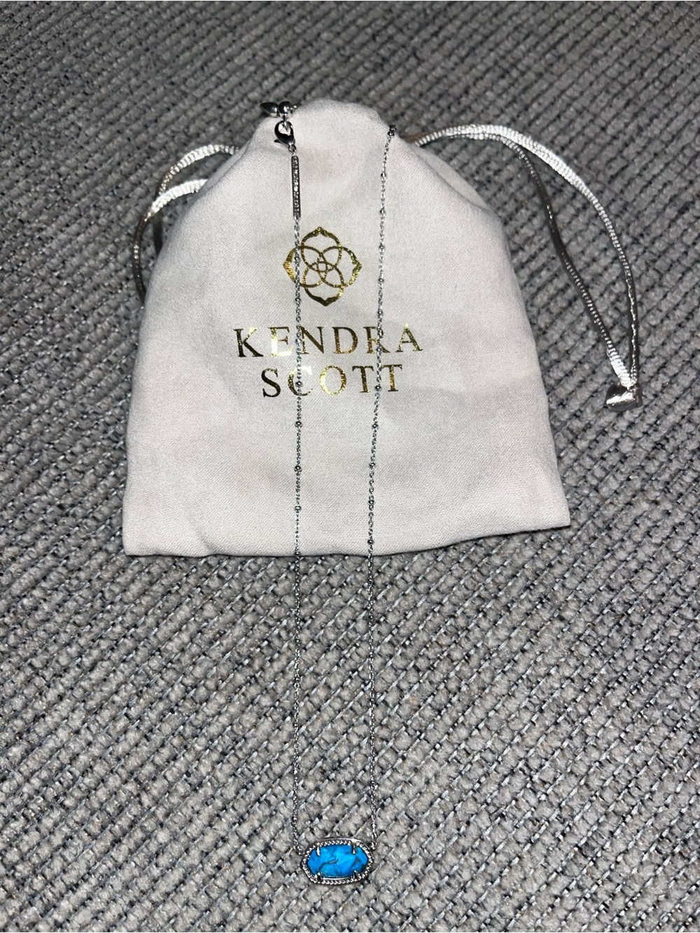 Kendra Scott Silver Elsa Turquoise Pendant Necklace with Adjustable Chain